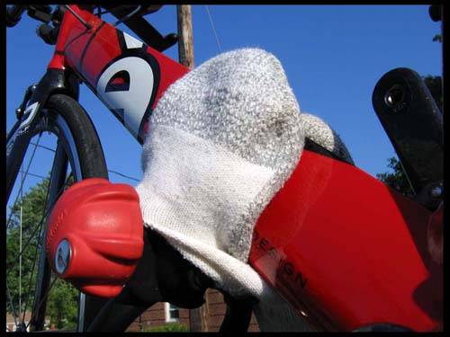 The bike rack cozy in action