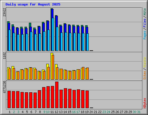 Daily usage for August 2025